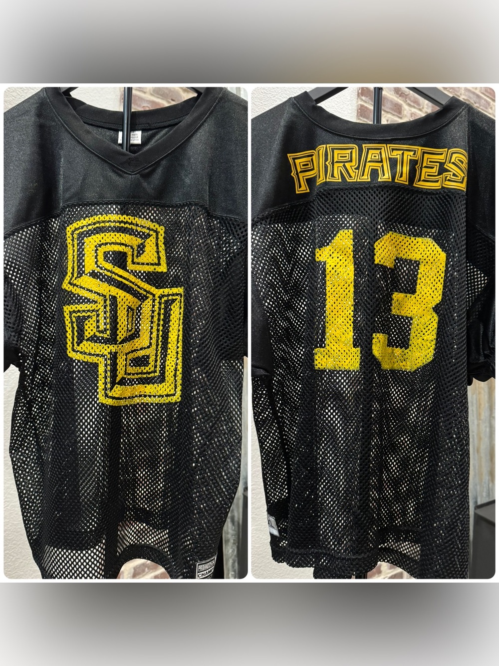 Southwestern University Pirates Black Yellow Mesh Jersey Top Adult Men Womens XL